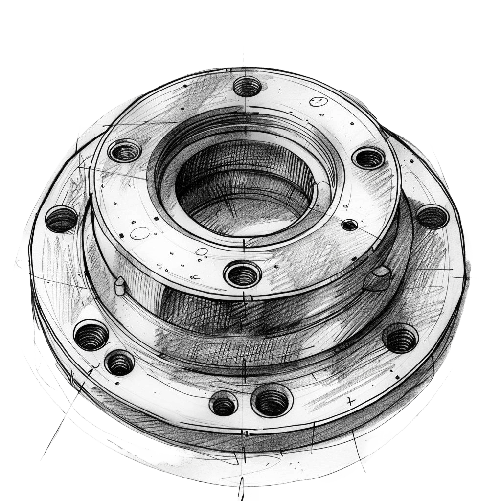 technical sketch of a nozzle flange